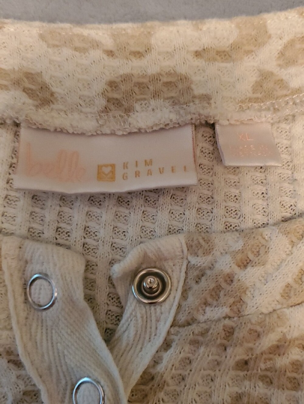 Belle by Kim Gravel Cream & Tan Leopard Snap-Front Teddy Shirt Waffle Pattern - Picture 6 of 6